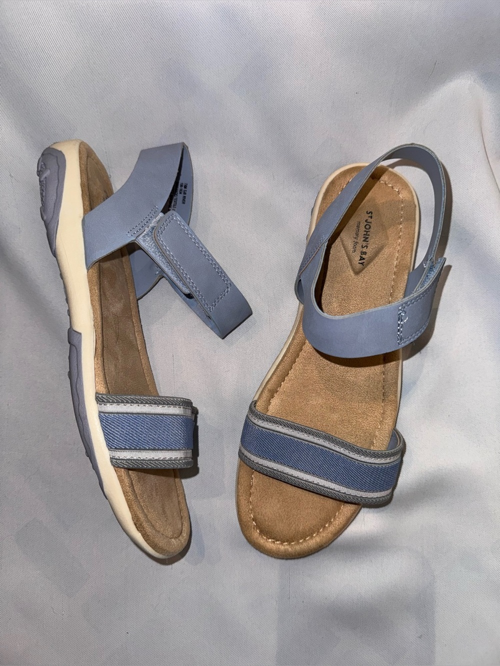 St John’s Bay Women’s RIVER CHAMBRAY FABRIC SANDALS with MEMORY FOAM